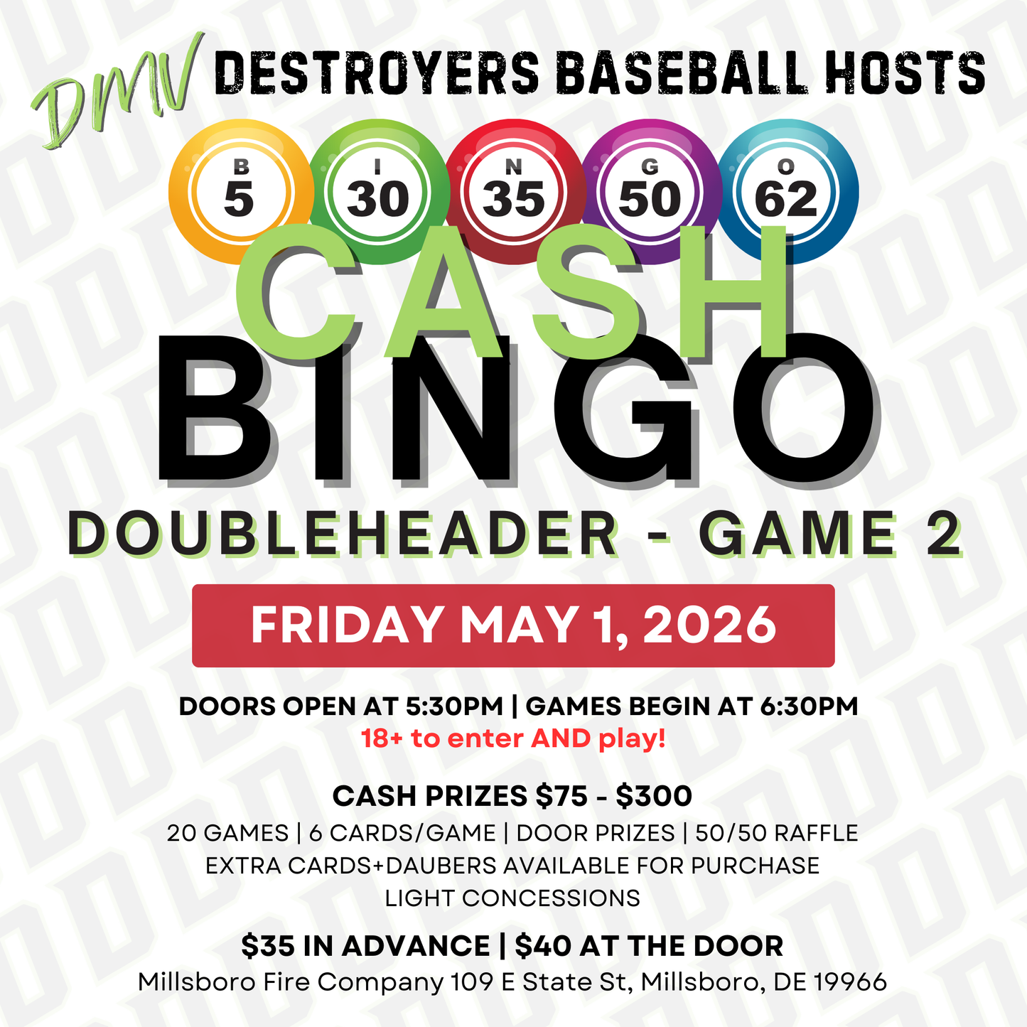 Bingo in Advance - Millsboro 2026